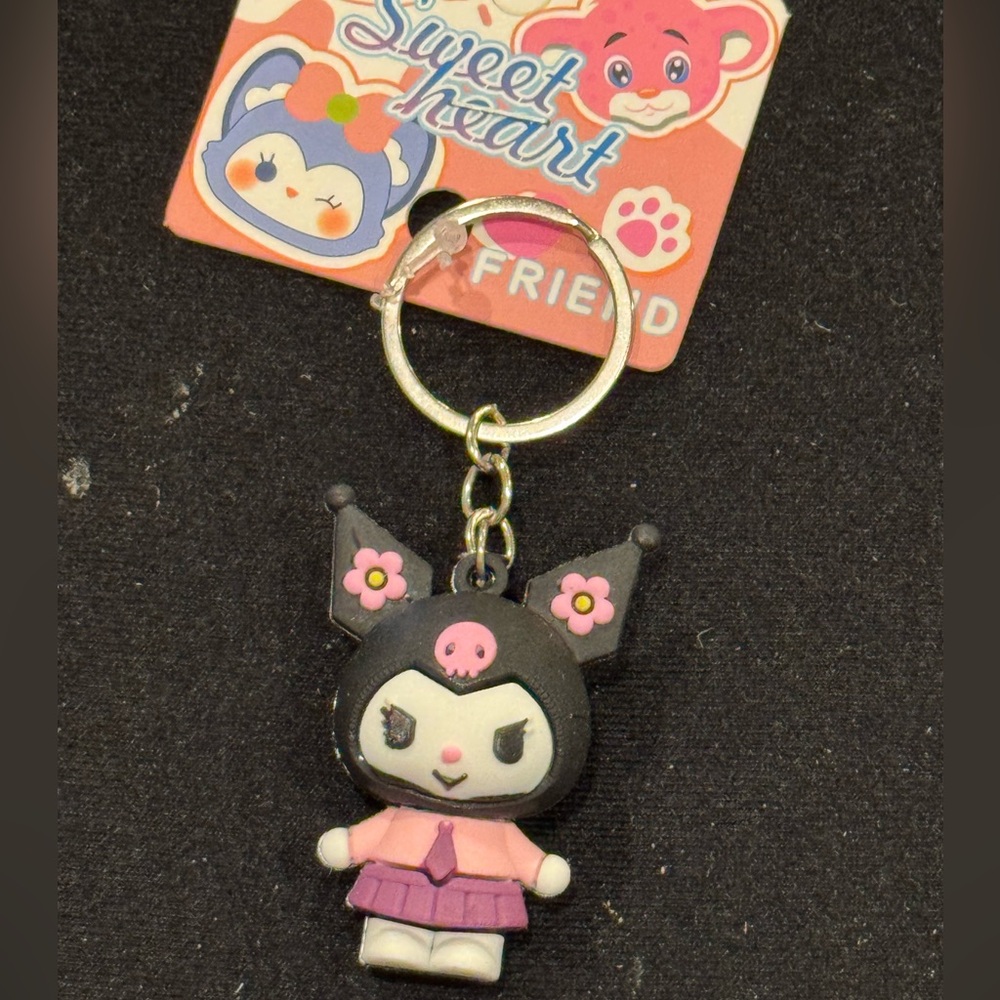Sweetheart Friend Kuromi Figurine Keychain in Black